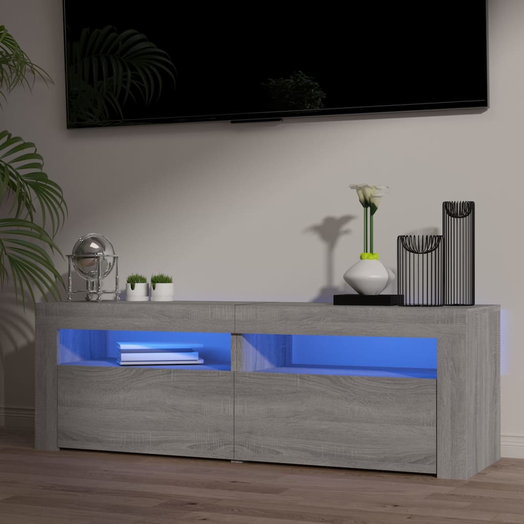 TV Cabinet with LED Lights Gray Sonoma 120x35x40 cm
