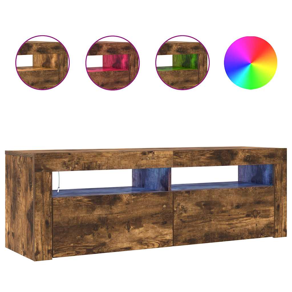 TV-Schrank mit LED-Leuchten Räuchereiche 120x35x40 cm