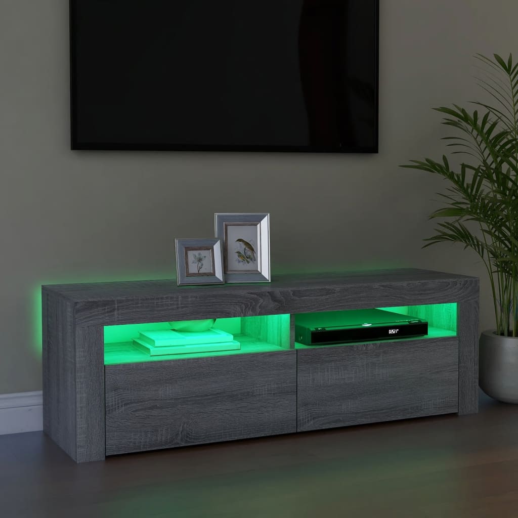 TV Cabinet with LED Lights Gray Sonoma 120x35x40 cm