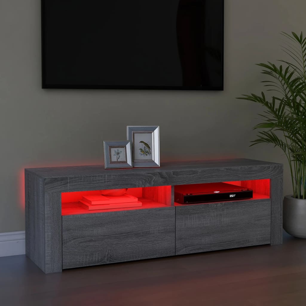 TV Cabinet with LED Lights Gray Sonoma 120x35x40 cm