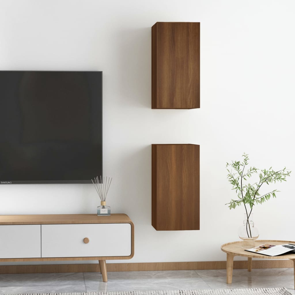 Meubles TV 2 pièces aspect chêne brun 30,5x30x60 cm
