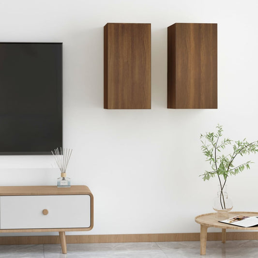 Meubles TV 2 pièces aspect chêne brun 30,5x30x60 cm