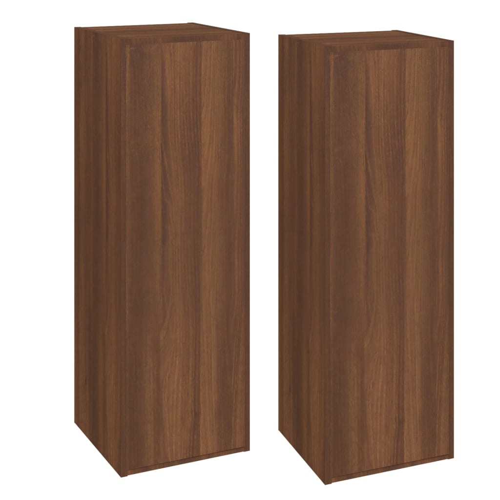 Meubles TV 2 pièces aspect chêne brun 30,5x30x90 cm