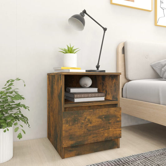 Tables de chevet 2 pcs. chêne fumé 40x40x50 cm matériau bois