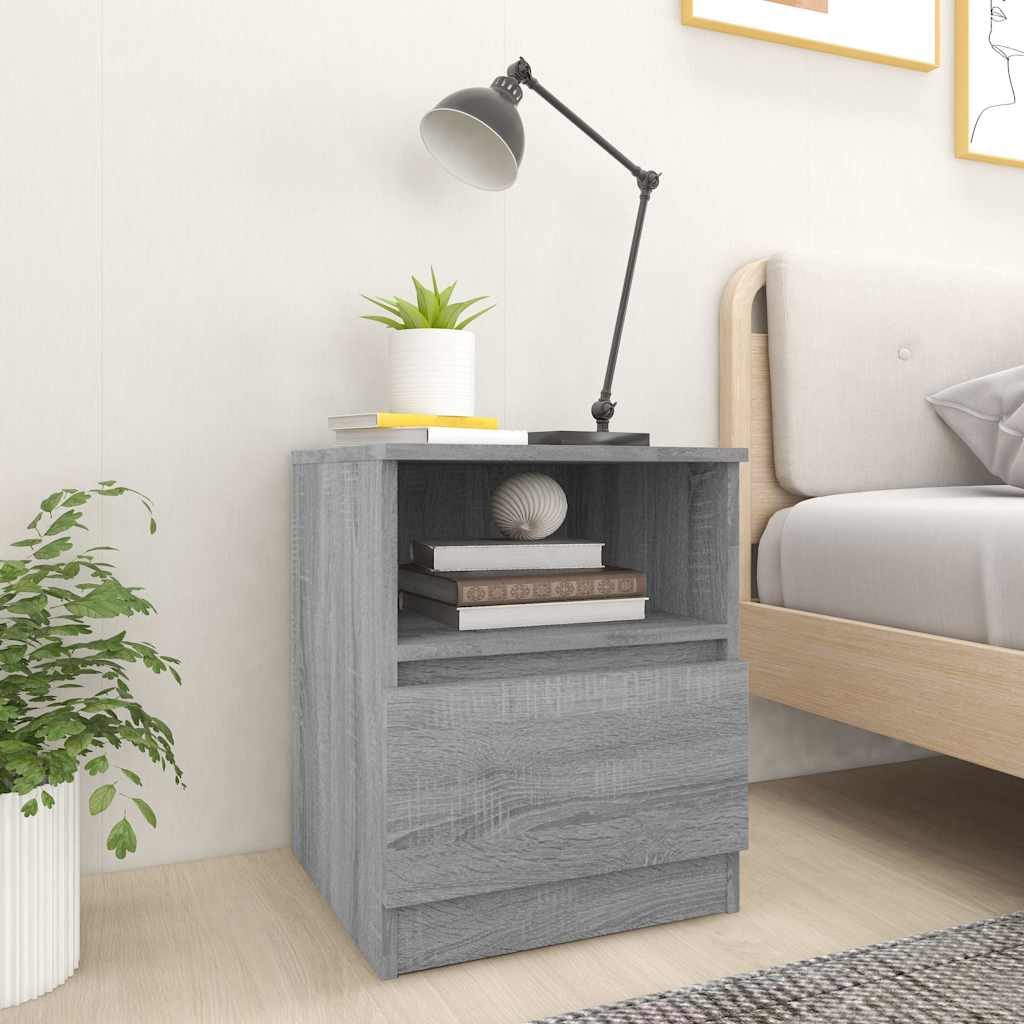 Nachttische 2 Stk. Grau Sonoma 40x40x50 cm Holzwerkstoff