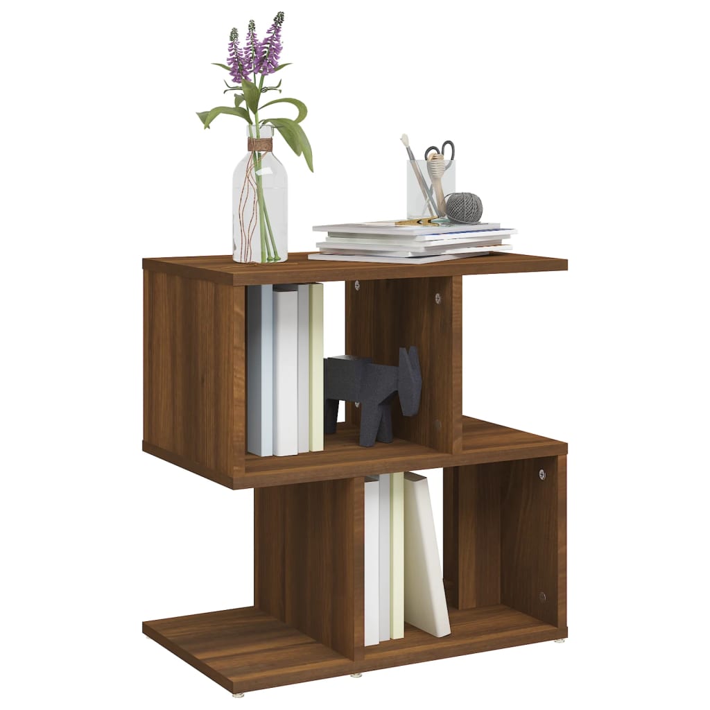 Table de chevet aspect chêne marron 50x30x51,5 cm en bois