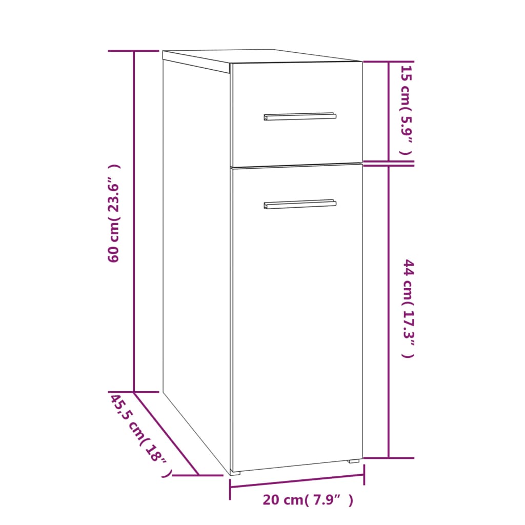 Armoire d'apothicaire chêne fumé 20x45,5x60 cm en bois