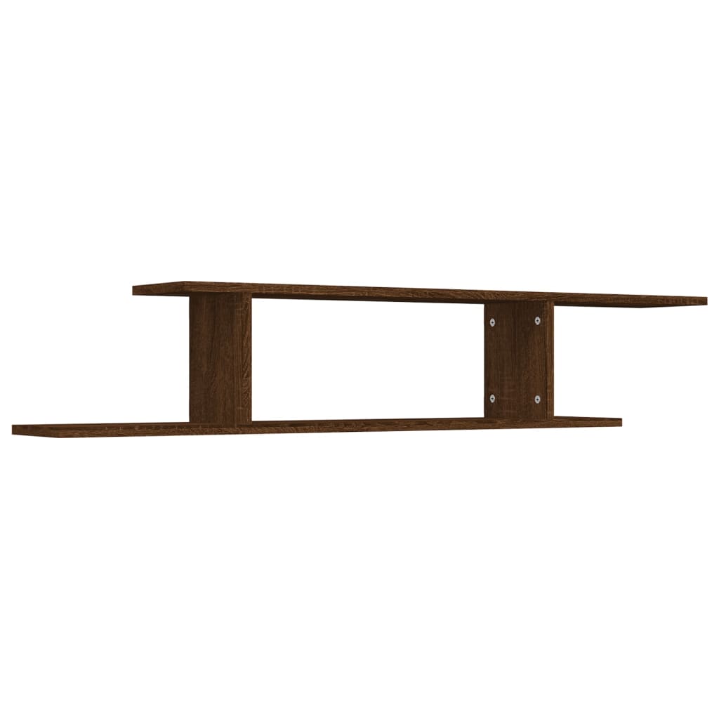 Etagère murale TV aspect chêne marron 125x18x23 cm matériau bois