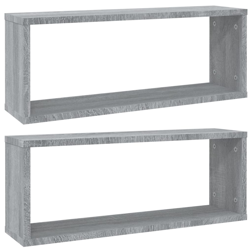 Würfelregale 2 Stk. Grau Sonoma 60x15x23 cm Holzwerkstoff