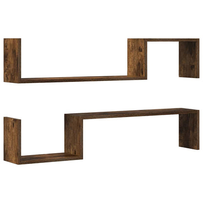 Wandregale 2 Stk. Räuchereiche 100x15x20 cm Holzwerkstoff