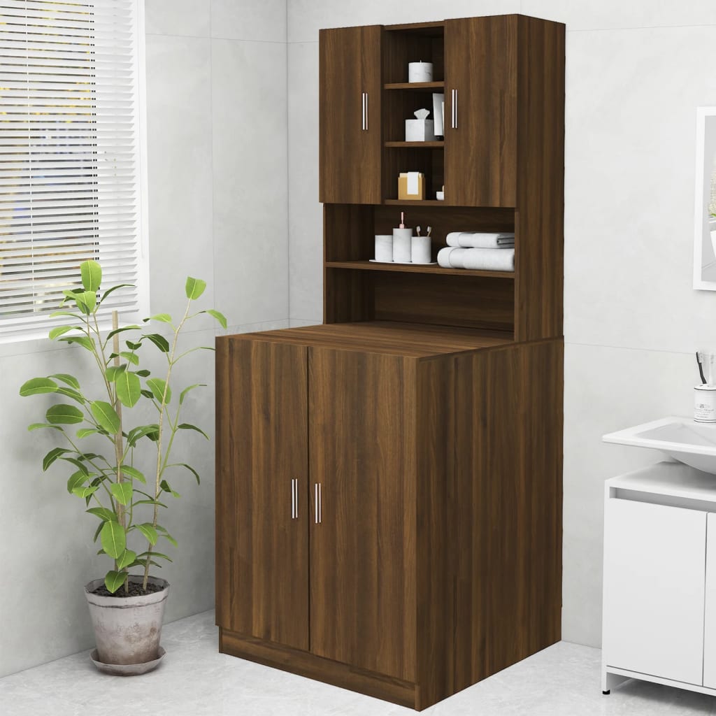 Meuble lave-linge aspect chêne marron 70,5x25,5x90 cm