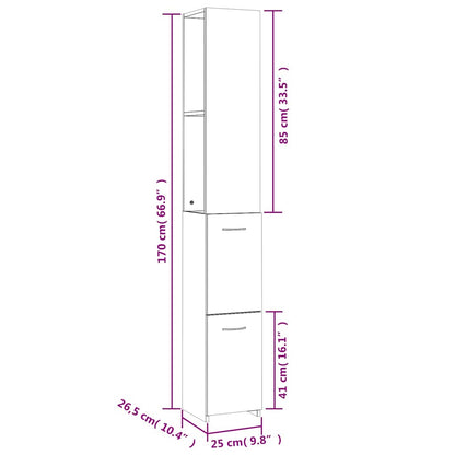 Badschrank Räuchereiche 25x26,5x170 cm Holzwerkstoff