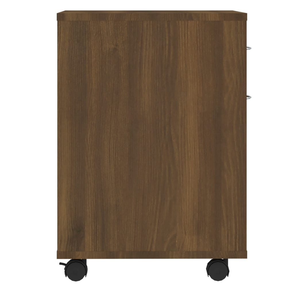 Armoire à roulettes aspect chêne brun 45x38x54 cm matériau bois