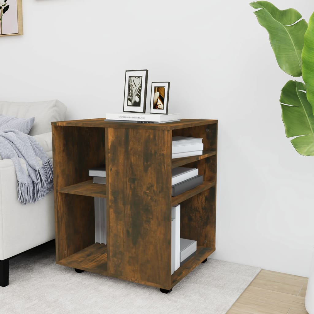 Rolling Cabinet Smoked Oak 60x53x72 cm Wood Material