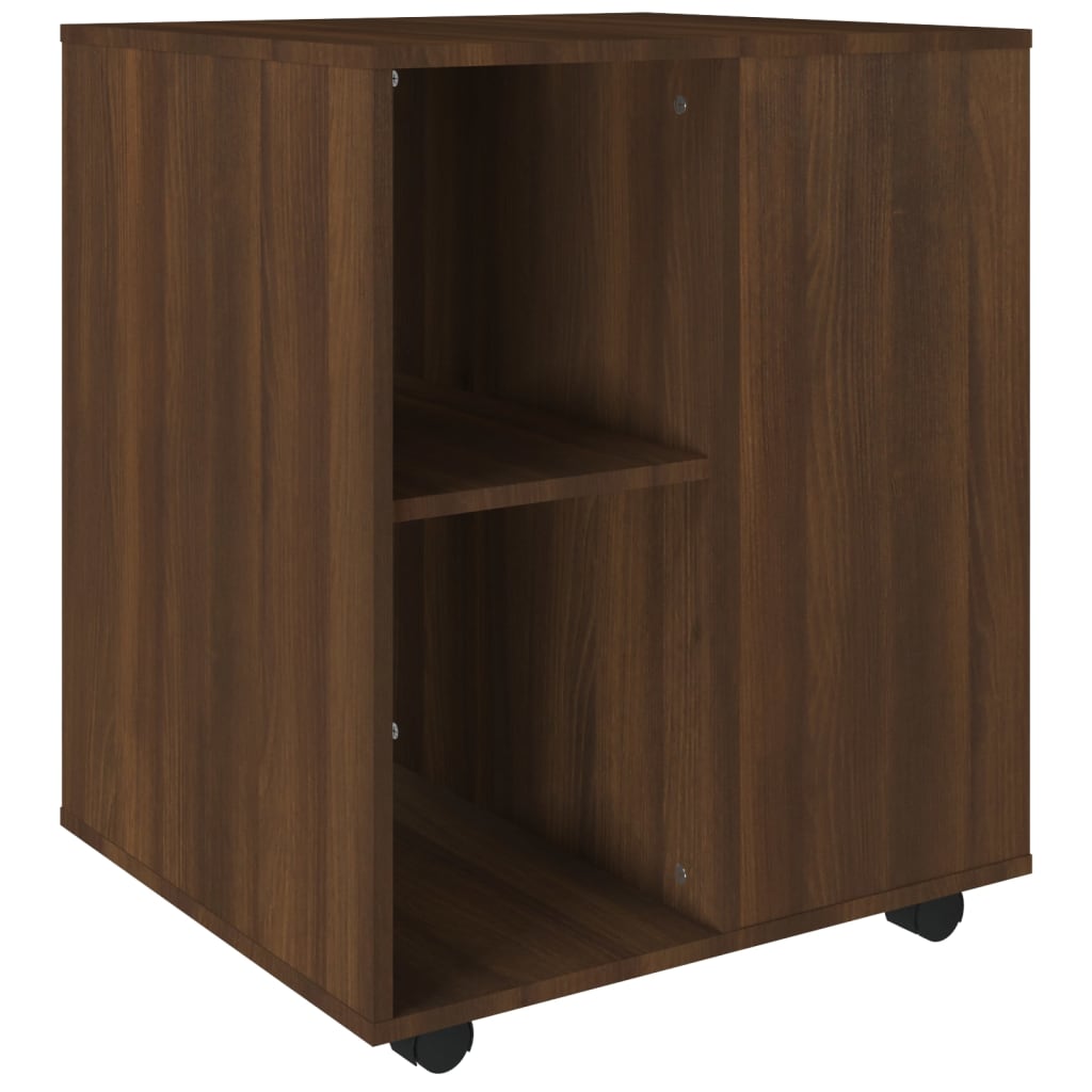 Armoire roulante aspect chêne marron 60x53x72 cm matériau bois