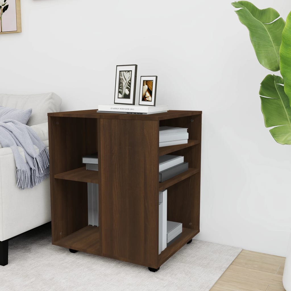 Armoire roulante aspect chêne marron 60x53x72 cm matériau bois