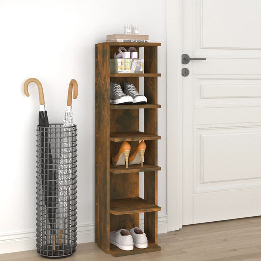 Shoe rack smoked oak 27.5x27x102 cm wood material