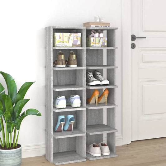 Étagères à chaussures 2 pcs. Gris Sonoma 27,5x27x102 cm en bois