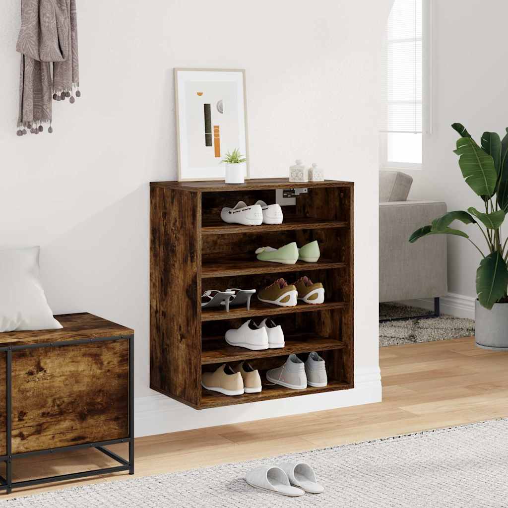 Shoe Cabinet Smoked Oak 60x35x70 cm Wood Material