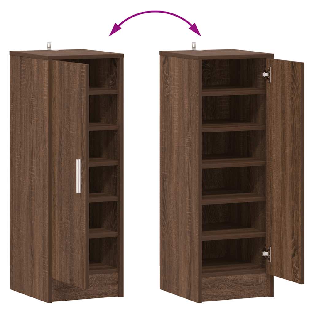 Étagère à chaussures aspect chêne marron 32x35x92 cm en bois