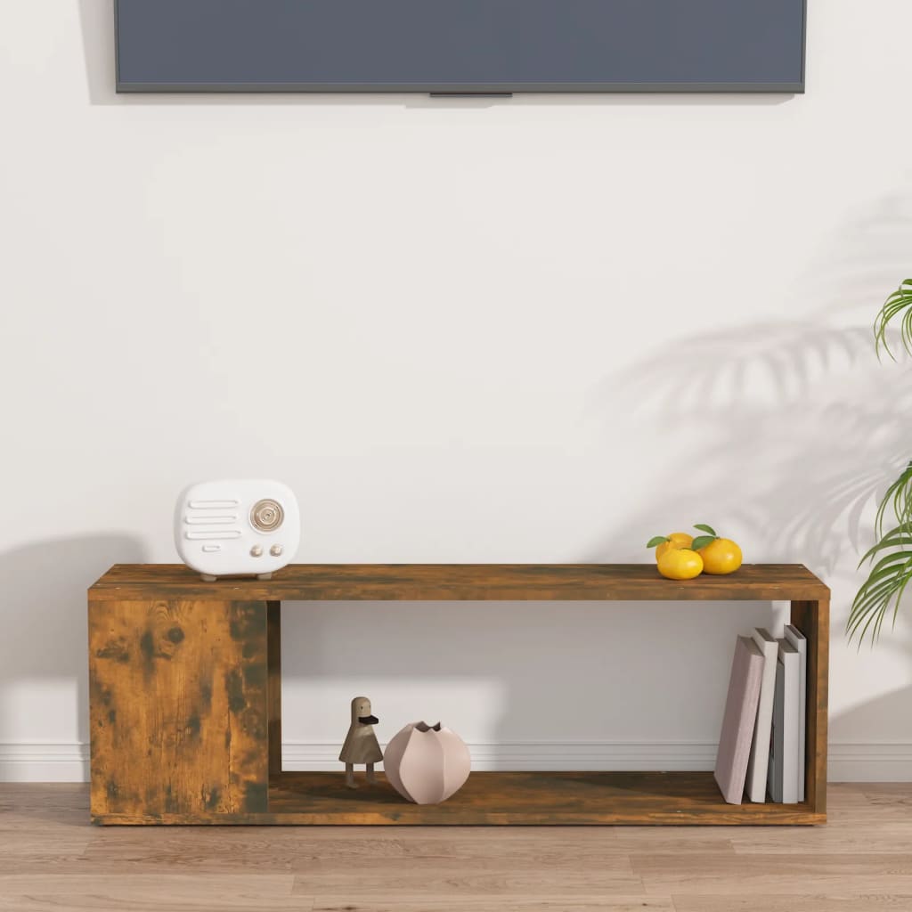 Meuble TV chêne fumé 100x24x32 cm matériau bois