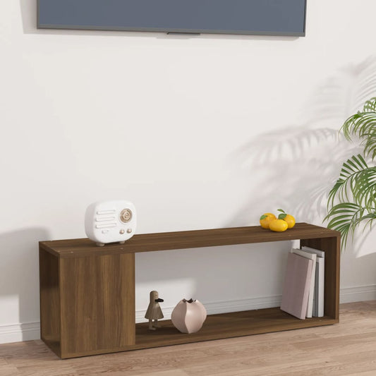 Meuble TV aspect chêne marron 100x24x32 cm matériau bois