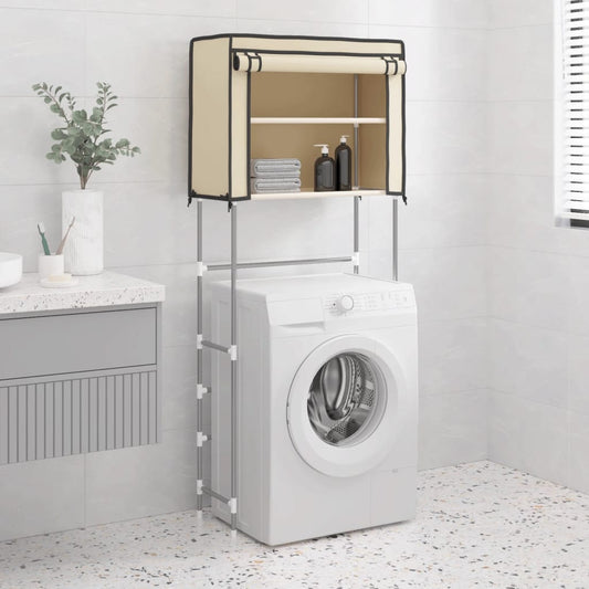 Waschmaschinenregal 2 Ablagen Creme 71x29,5x170,5 cm Eisen
