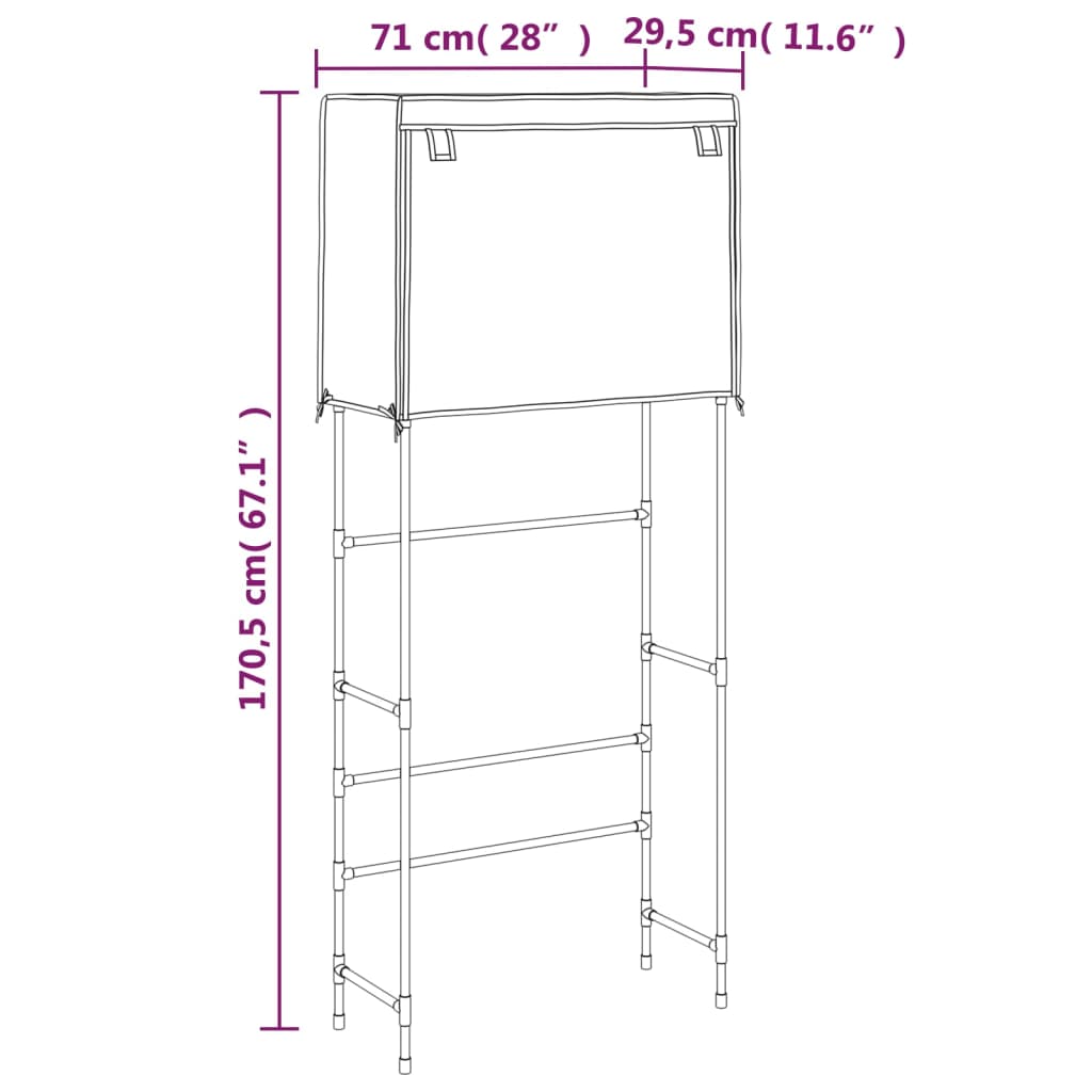 Waschmaschinenregal 2 Ablagen Braun 71x29,5x170,5 cm Eisen