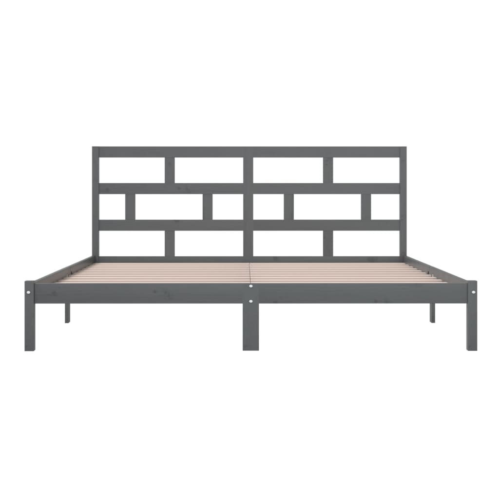 Massivholzbett Grau Kiefer 200x200 cm