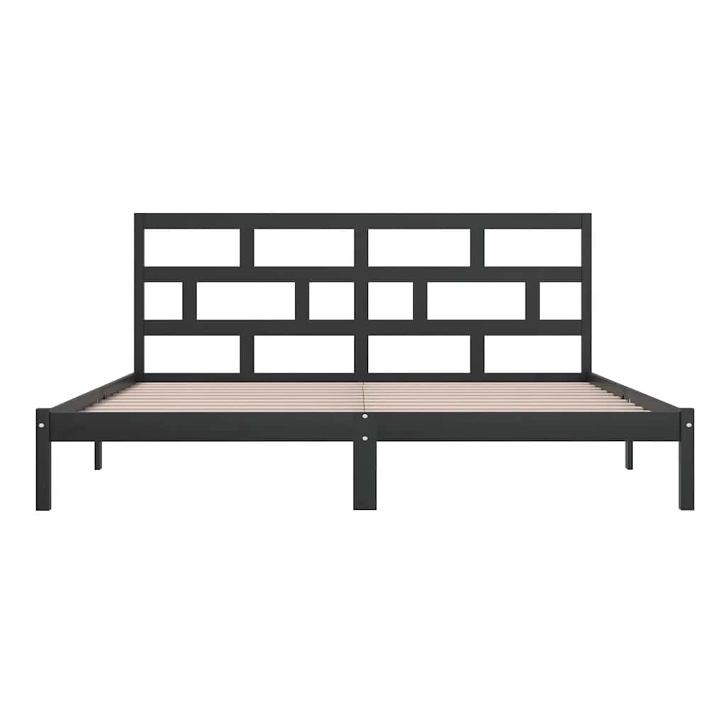 Massivholzbett Schwarz Kiefer 200x200 cm