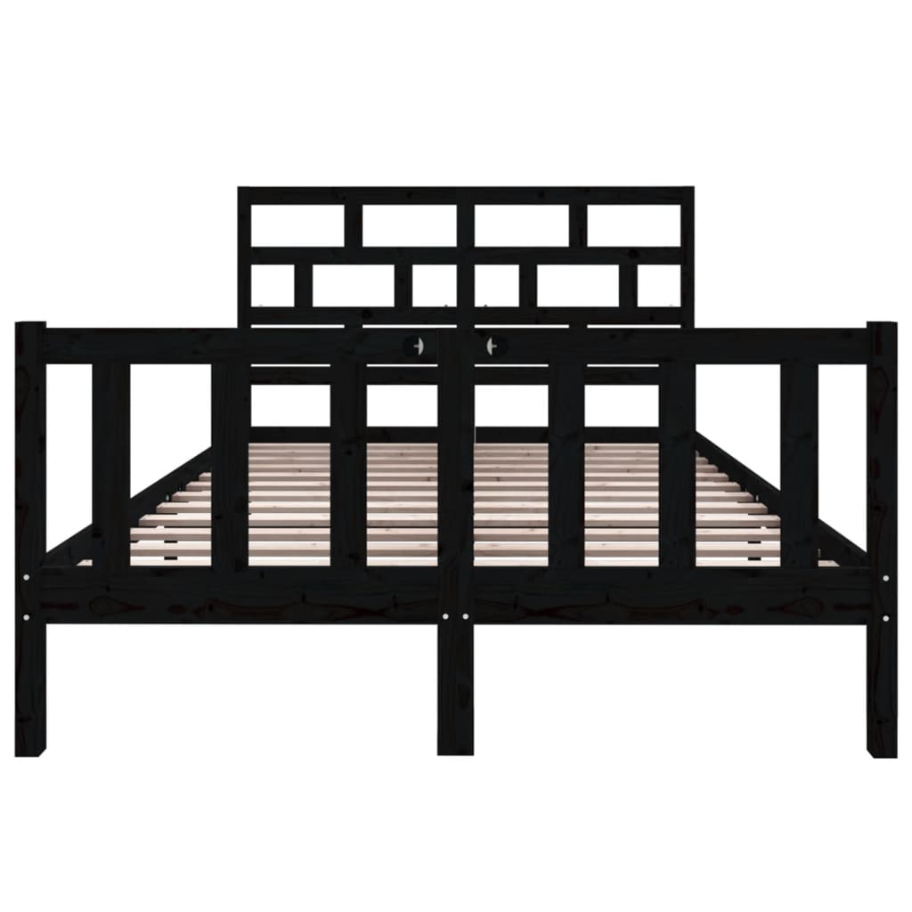 Massivholzbett Schwarz Kiefer 135x190 cm