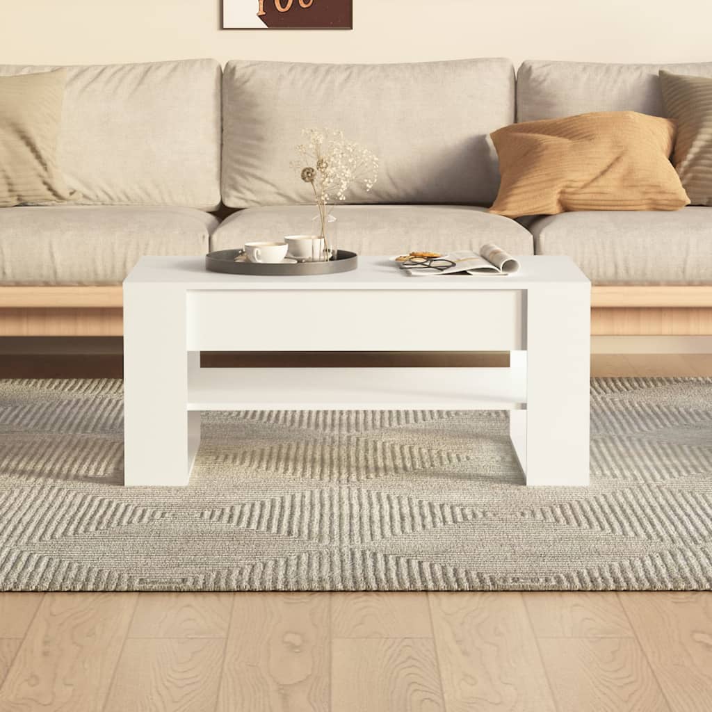 Table basse blanche 102x55x45 cm en bois