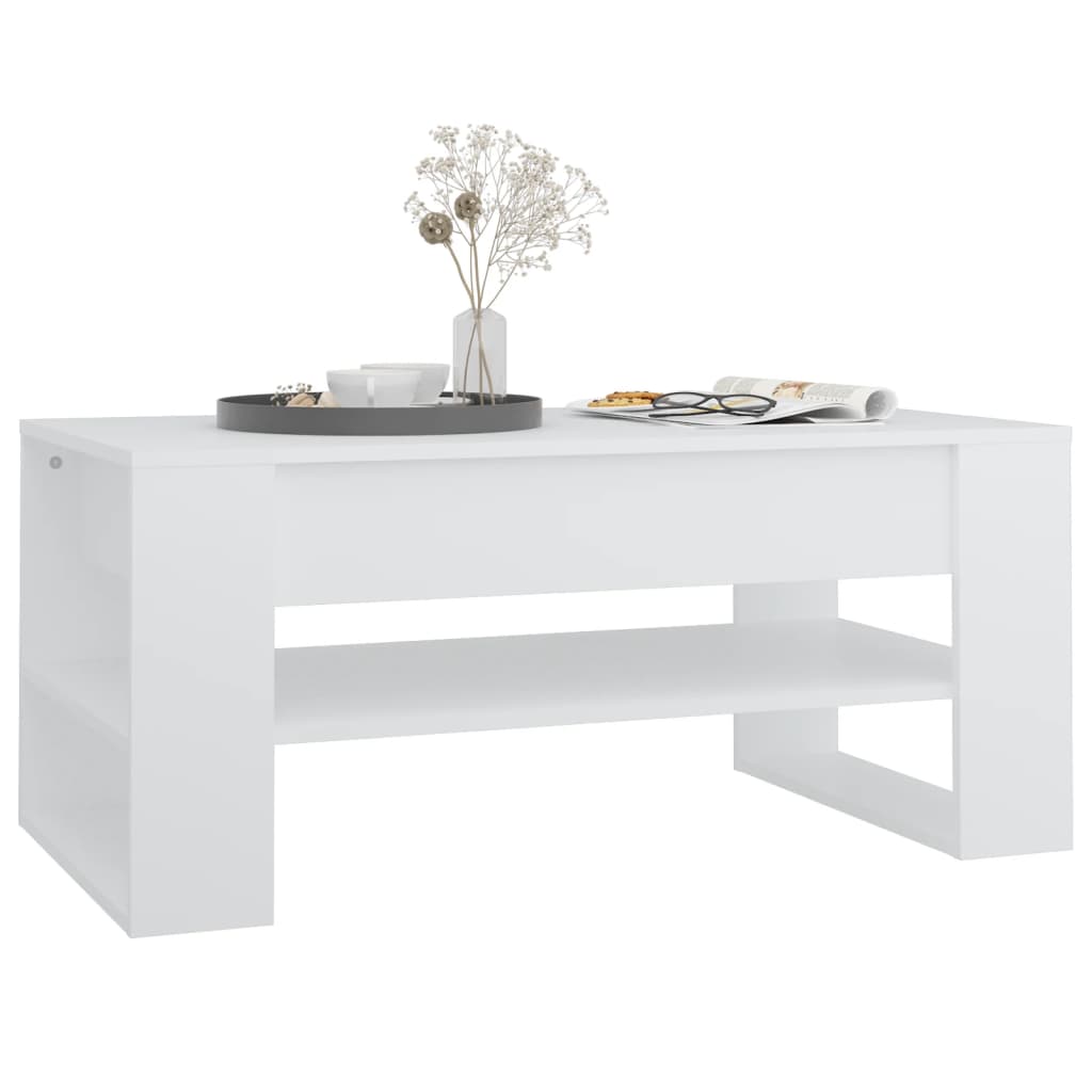 Table basse blanche 102x55x45 cm en bois