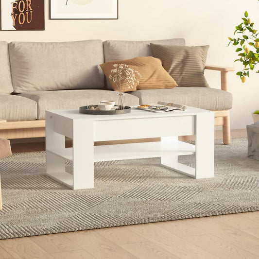 Table basse blanche 102x55x45 cm en bois