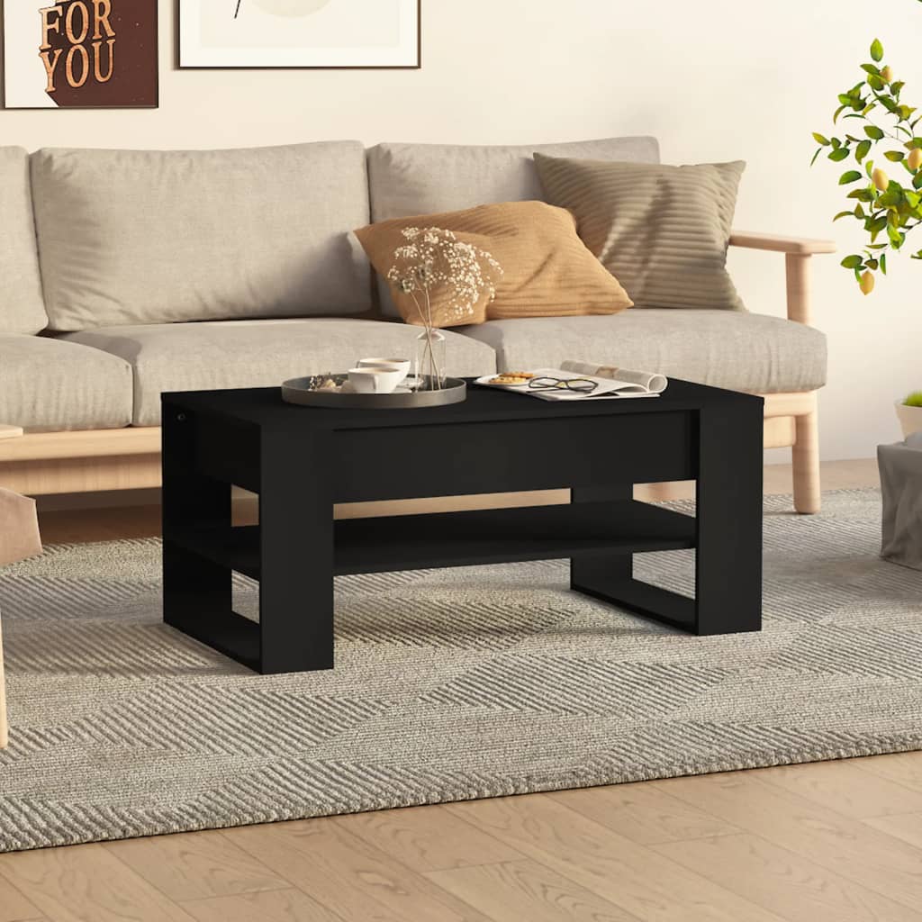 Coffee Table Black 102x55x45 cm Wood Material
