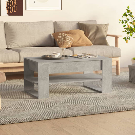 Table basse gris béton 102x55x45 cm en bois