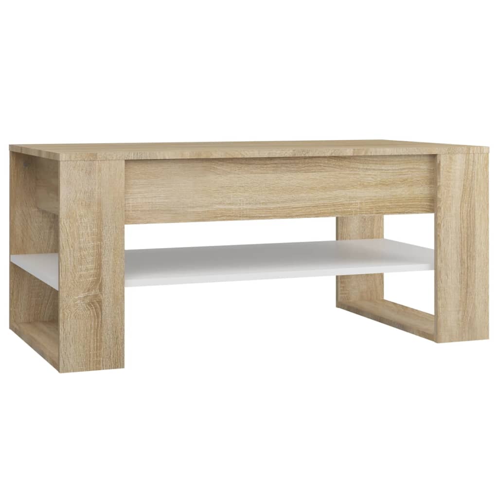 Couchtisch Weiß Sonoma-Eiche 102x55x45 cm Holzwerkstoff