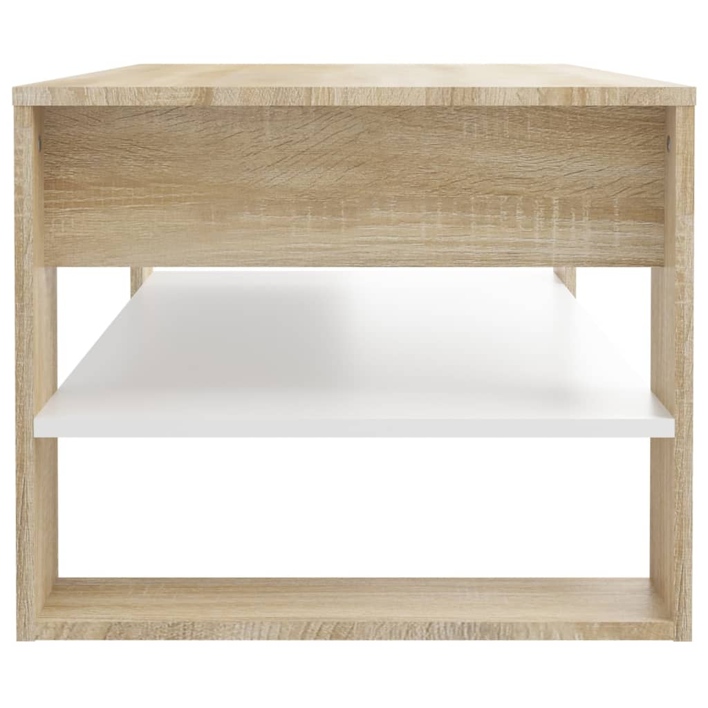 Couchtisch Weiß Sonoma-Eiche 102x55x45 cm Holzwerkstoff