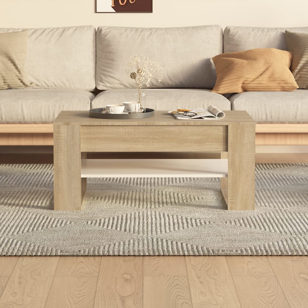 Couchtisch Weiß Sonoma-Eiche 102x55x45 cm Holzwerkstoff