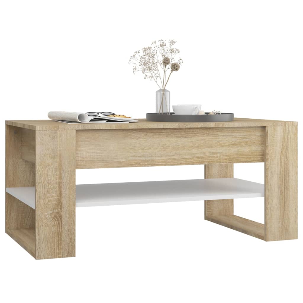 Couchtisch Weiß Sonoma-Eiche 102x55x45 cm Holzwerkstoff