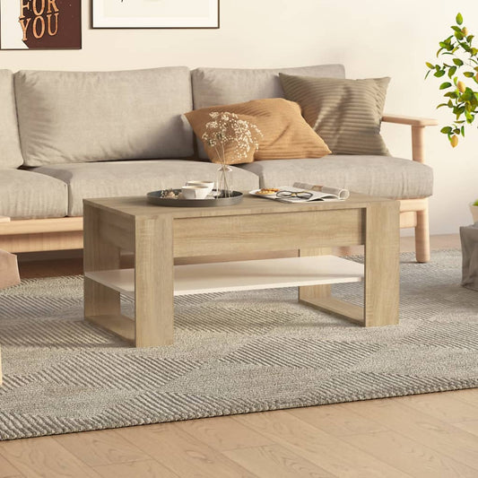 Couchtisch Weiß Sonoma-Eiche 102x55x45 cm Holzwerkstoff