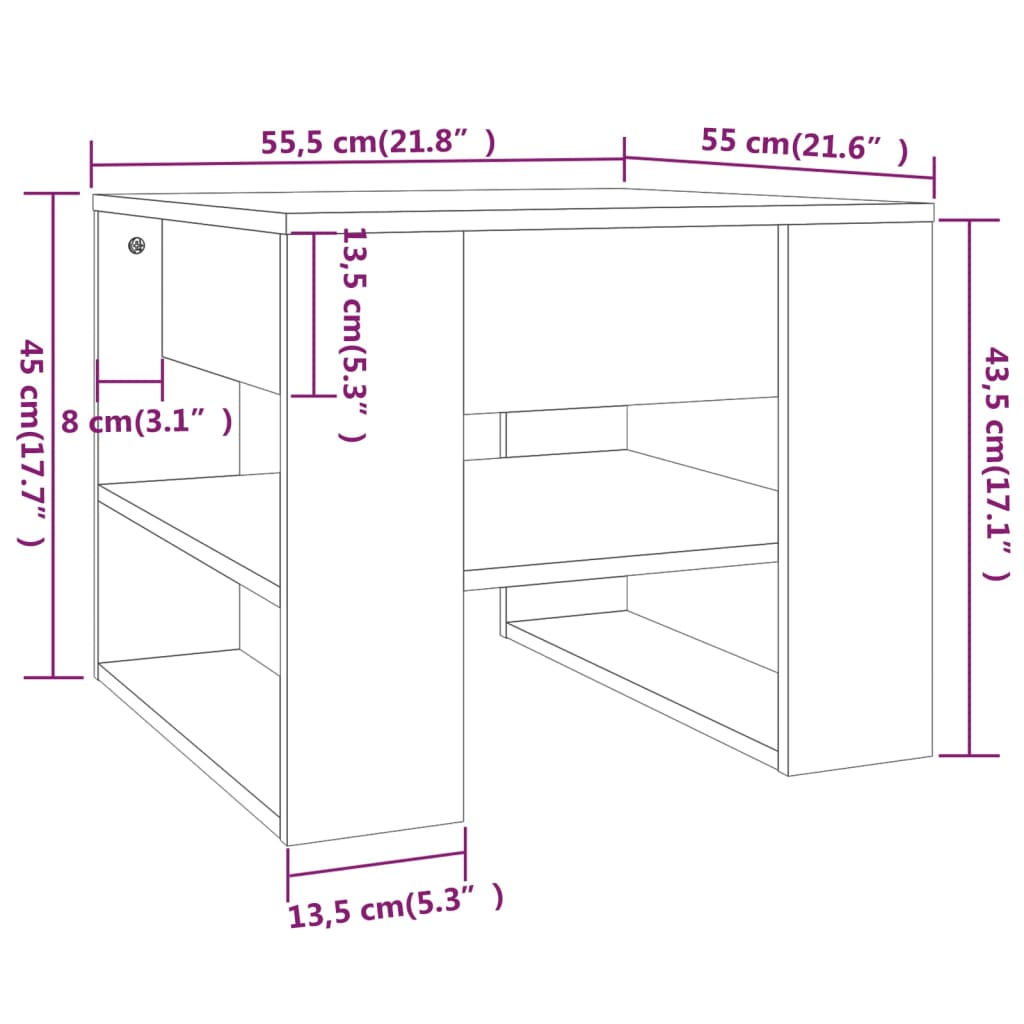 Coffee Table White 55.5x55x45 cm Wood Material