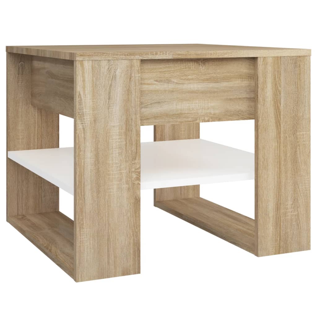 Couchtisch Weiß Sonoma-Eiche 55,5x55x45 cm Holzwerkstoff