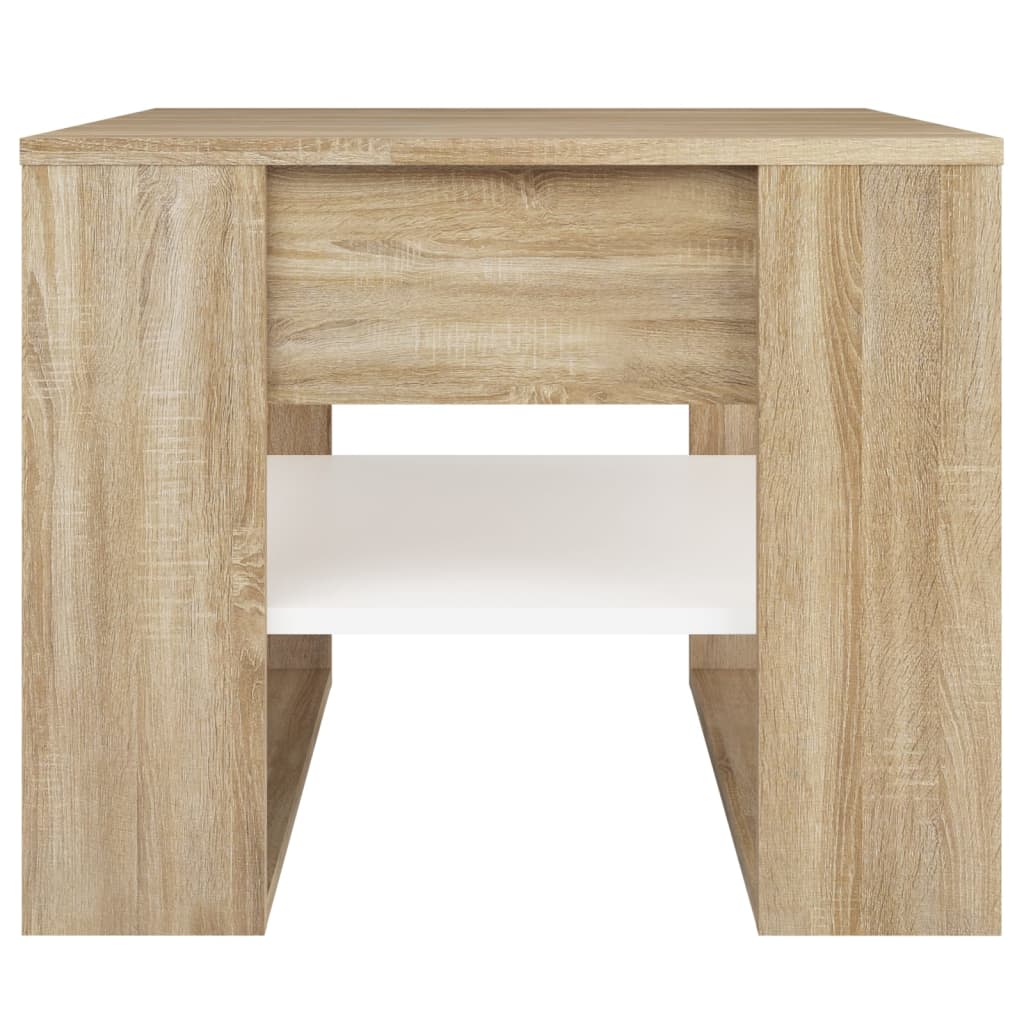 Couchtisch Weiß Sonoma-Eiche 55,5x55x45 cm Holzwerkstoff