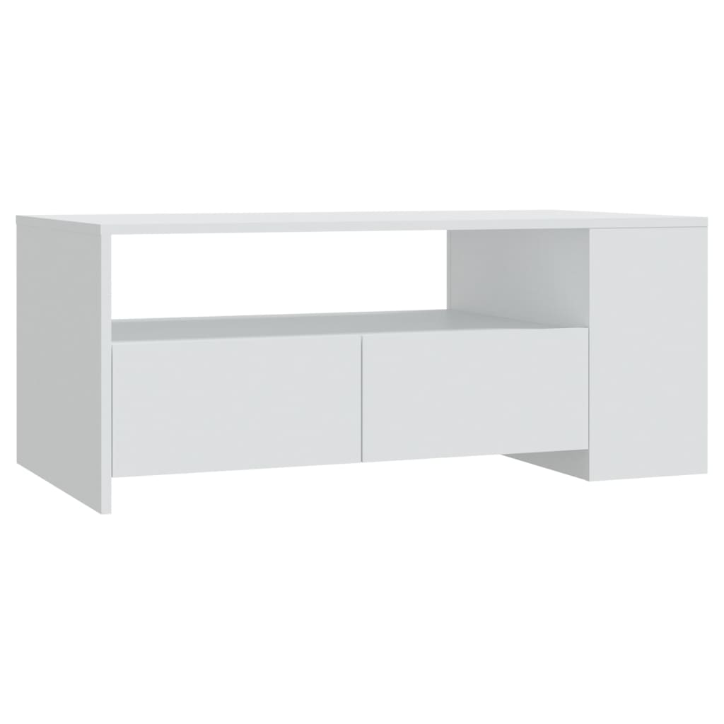 Table basse blanche 102x55x42 cm en bois