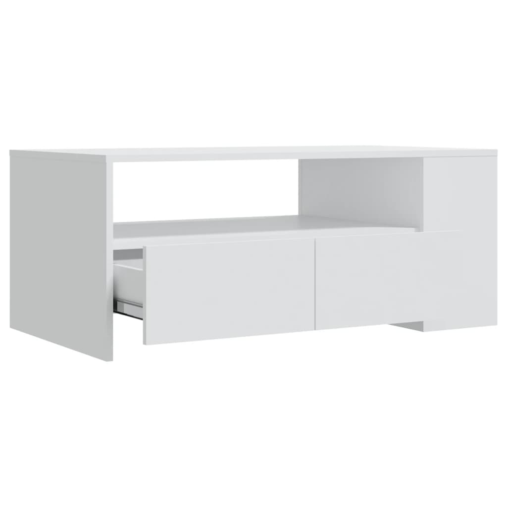Table basse blanche 102x55x42 cm en bois