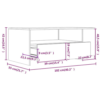 Couchtisch Weiß 102x55x42 cm Holzwerkstoff