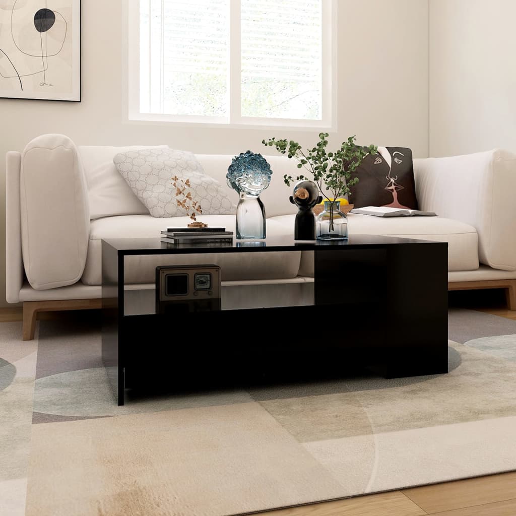 Coffee Table Black 102x55x42 cm Wood Material