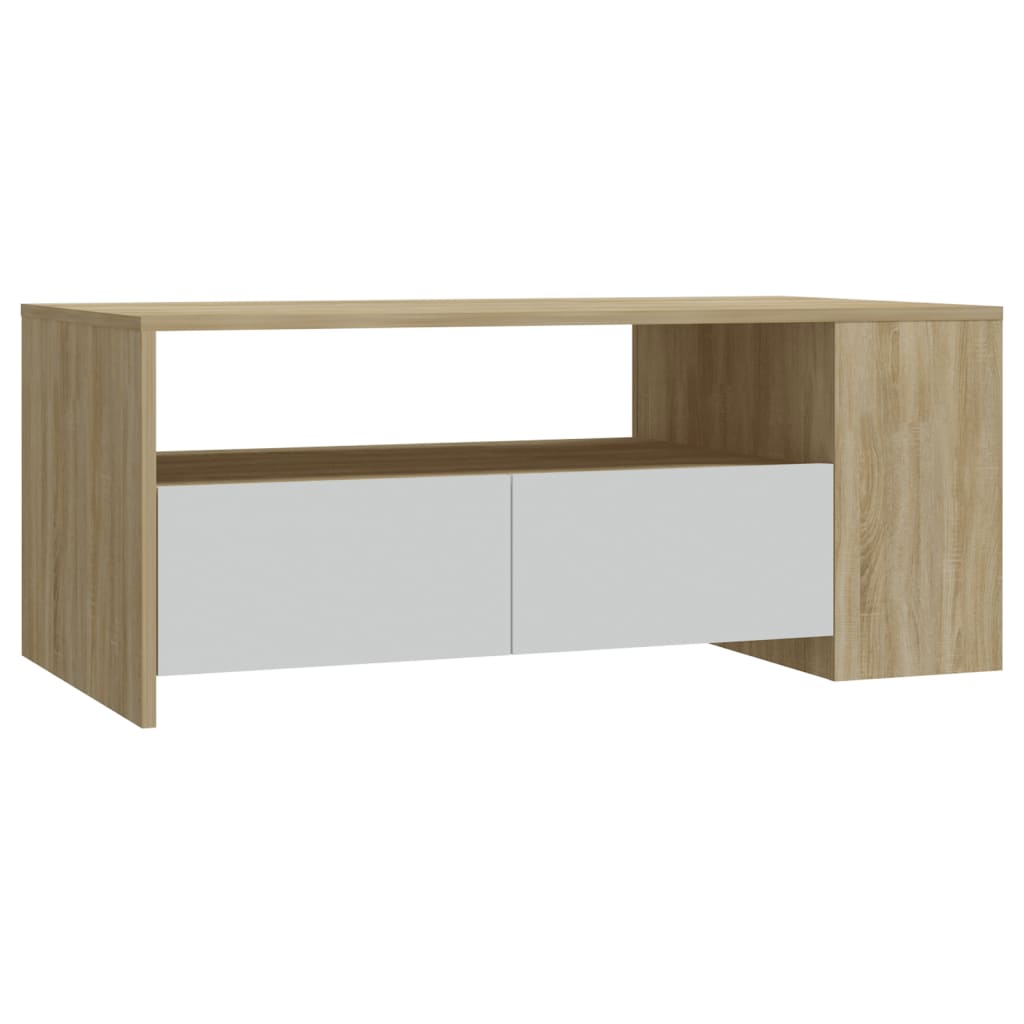 Couchtisch Weiß Sonoma-Eiche 102x55x42 cm Holzwerkstoff