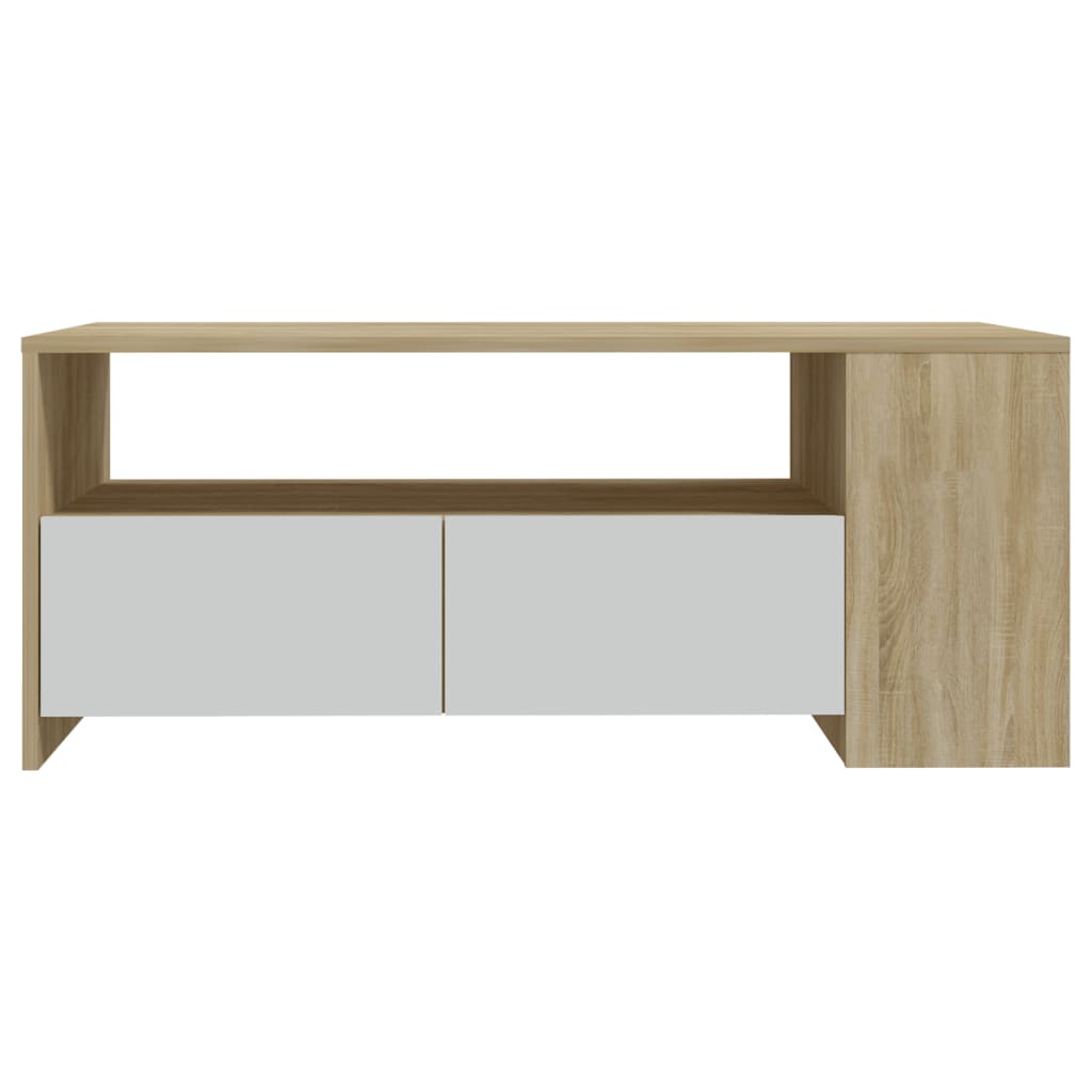 Couchtisch Weiß Sonoma-Eiche 102x55x42 cm Holzwerkstoff